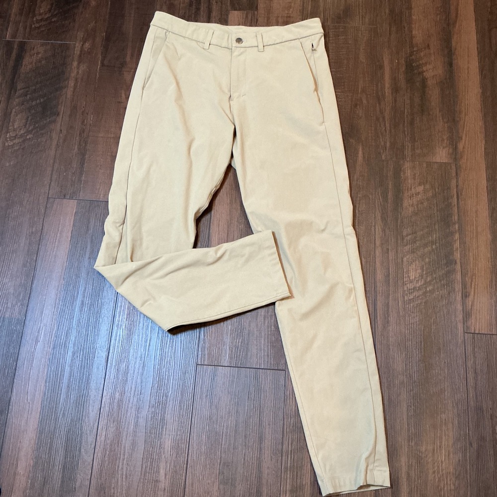 Lululemon Commission Slim Fit Warpstreme Pants Tan Khaki 32 Technical Chino 30L